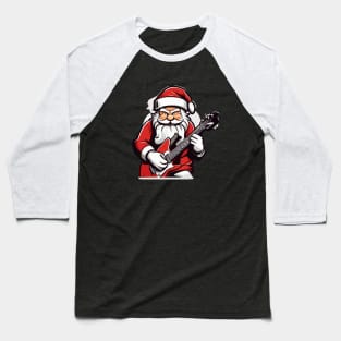 Santa Claus Music Guitar Baseball T-Shirt